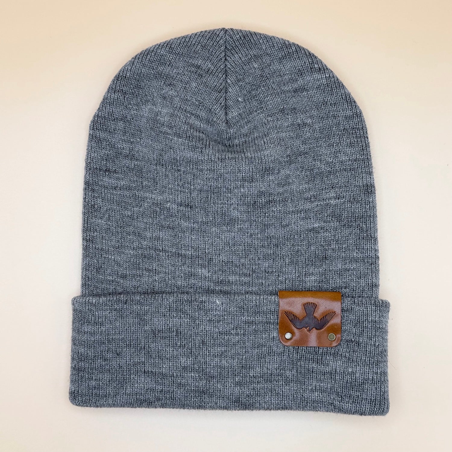 Leather Patch Falcon Beanie