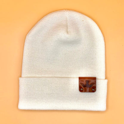 Leather Patch Falcon Beanie