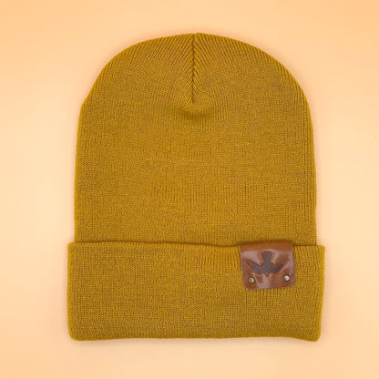 Leather Patch Falcon Beanie