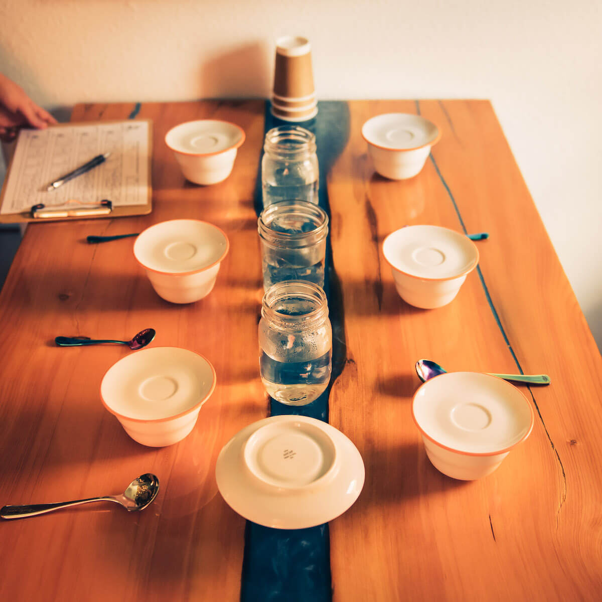 coffee cupping table
